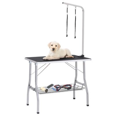 vidaXL - Table de toilettage - Acier réglable avec panier