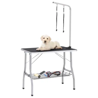 vidaXL - Table de toilettage - Acier réglable avec panier