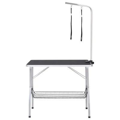 vidaXL - Table de toilettage - Acier réglable avec panier