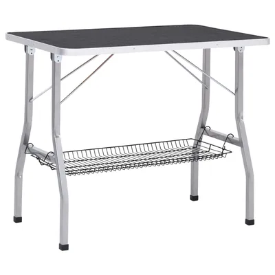 vidaXL - Table de toilettage - Acier réglable avec panier