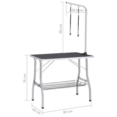 vidaXL - Table de toilettage - Acier réglable avec panier