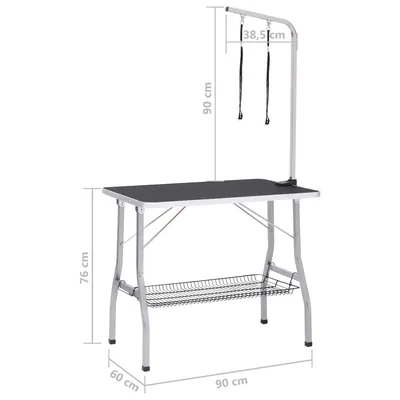 vidaXL - Table de toilettage - Acier réglable avec panier