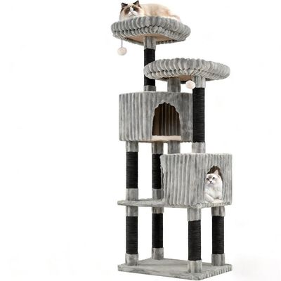 GIANTEX Arbre à Chat 156 cm, 2 Condos, 2 Perchoirs Rembourrés Lavables