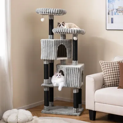 Giantex Großer Katzenbaum Mit Höhlen, Liegeflächen Und Kratzstämmen Giantex Großer Katzenbaum Mit Höhlen, Liegeflächen Und Kratzstämmen