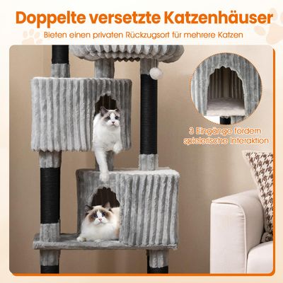 Giantex Großer Katzenbaum Mit Höhlen, Liegeflächen Und Kratzstämmen