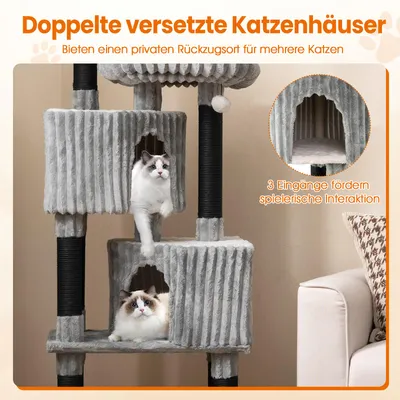 Giantex Großer Katzenbaum Mit Höhlen, Liegeflächen Und Kratzstämmen Giantex Großer Katzenbaum Mit Höhlen, Liegeflächen Und Kratzstämmen