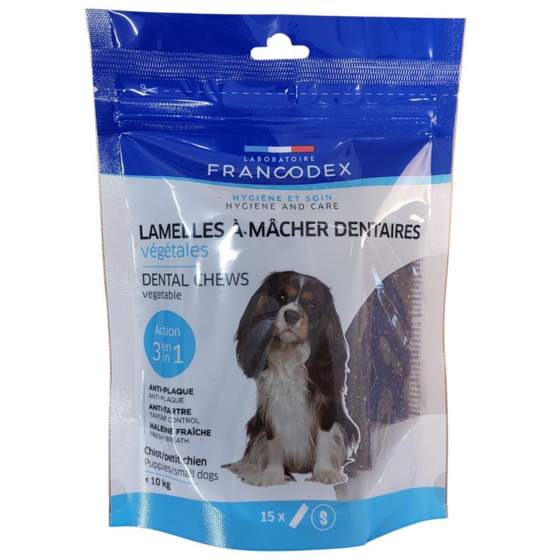 Lamelles à mâcher dentaires Francodex pour chien - Taille S - 15 unités