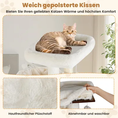 Giantex Katzenmöbel Mit Toilettenschrank, Hängematten Und Näpfen Giantex Katzenmöbel Mit Toilettenschrank, Hängematten Und Näpfen