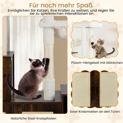 Giantex Katzenmöbel Mit Toilettenschrank, Hängematten Und Näpfen Giantex Katzenmöbel Mit Toilettenschrank, Hängematten Und Näpfen