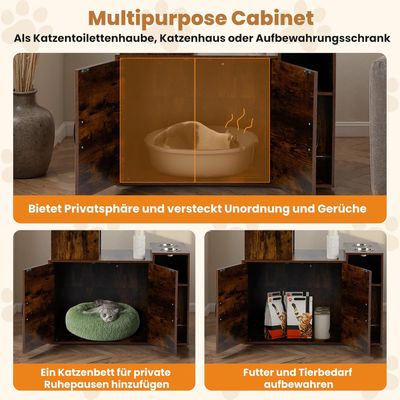 Giantex Katzenmöbel Mit Katzenklo-Schrank, Hängematten Und Futterplätzen