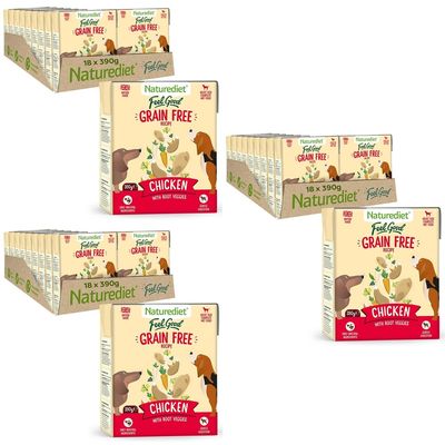 Nourriture humide sans céréales Naturediet Feel Good Poulet 54 x 390 g
