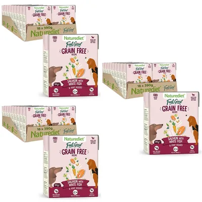 Nourriture humide sans céréales Naturediet Feel Good Saumon 54 x 390 g Nourriture humide sans céréales Naturediet Feel Good Saumon 54 x 390 g