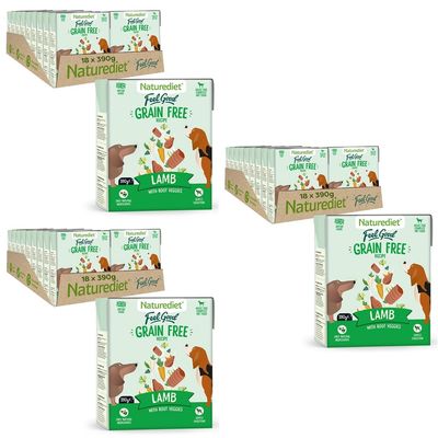 Nourriture humide sans céréales Naturediet Feel Good Agneau 18 x 390 g