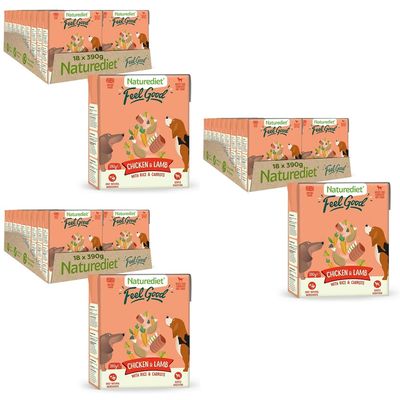 Nourriture humide pour chiens Naturediet Feel Good Poulet Agneau 18 x 390g