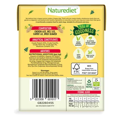 Nourriture humide pour chiens Naturediet Feel Good Poulet 390g Nourriture humide pour chiens Naturediet Feel Good Poulet 390g