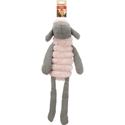 Jouet peluche Ribola Mouton assis Taille L 65 cm Rose et Gris pour Chien