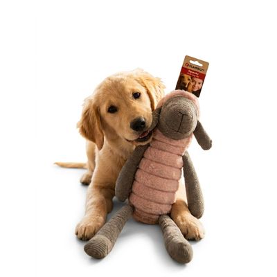 Jouet peluche Ribola Mouton assis Taille L 65 cm Rose et Gris pour Chien