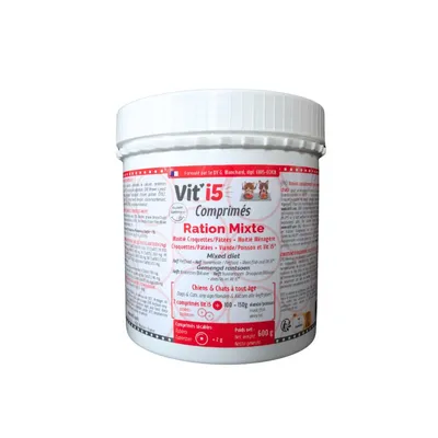 Vit'i5 Rouge Comprimés – Ration Ménagère Chien Chat Vit'i5 Rouge Comprimés – Ration Ménagère Chien Chat