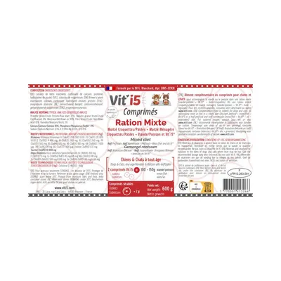 Vit'i5 Rouge Comprimés – Ration Ménagère Chien Chat