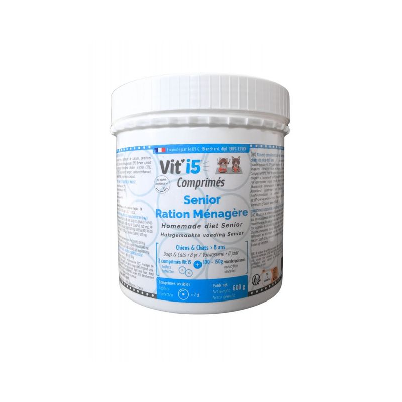 Vit'i5  Bleu Senior Comprimés – Ration Ménagère Chien Chat +8 ans