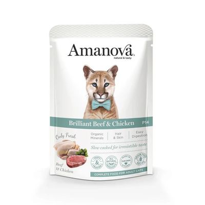 AMANOVA - Pâtée Chat Sans Céréales Poulet Bœuf Amanova 85g