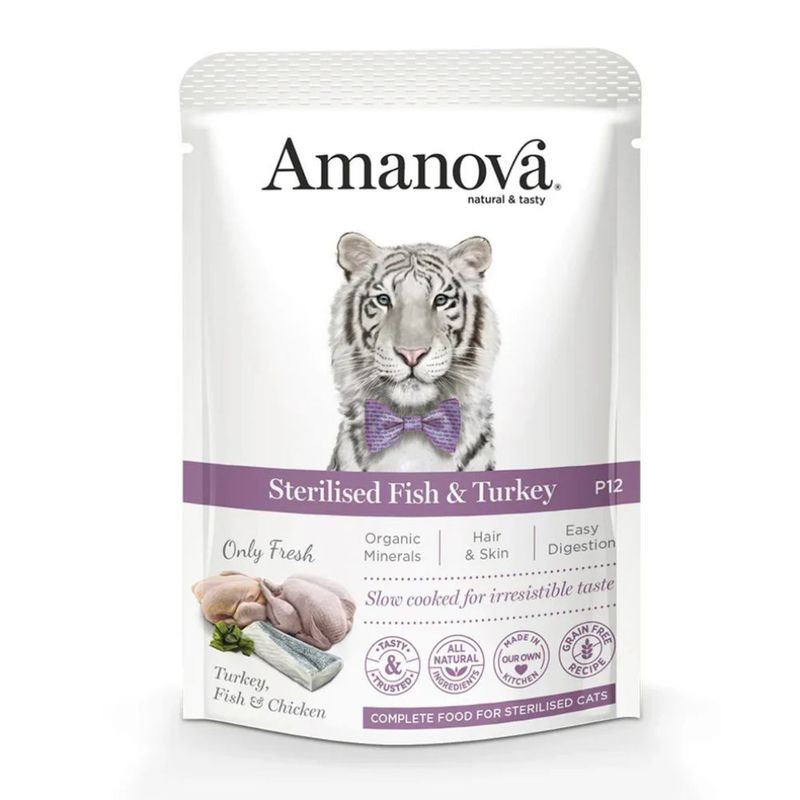 AMANOVA - Amanova Getreidefreies, sterilisiertes Katzenfutter mit Fisch un