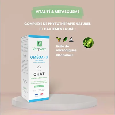 VetyVert - Complément alimentaire vétérinaire - Oméga 3 chat 50 mL