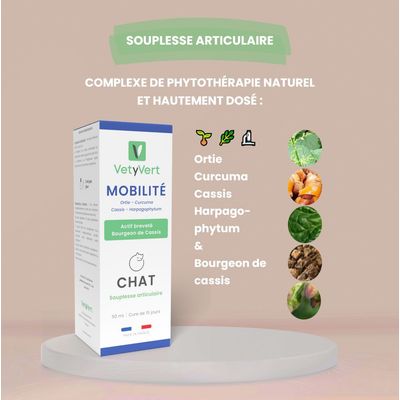 VetyVert –Veterinär-Nahrungsergänzungsmittel –Beweglichkeit für Katzen 50mL