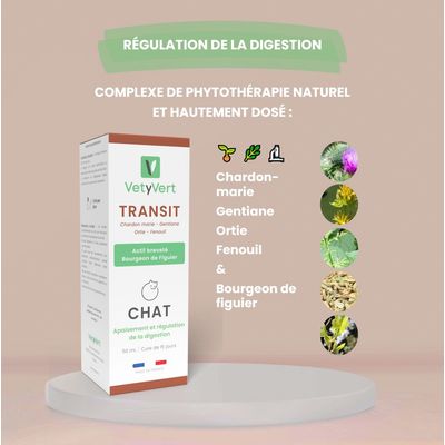 VetyVert - Complément alimentaire vétérinaire - Transit chat 50 mL