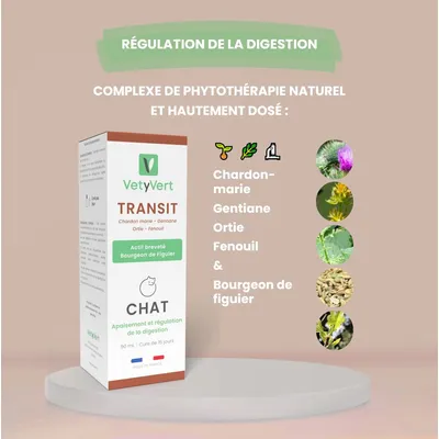 VetyVert - Complément alimentaire vétérinaire - Transit chat 50 mL
