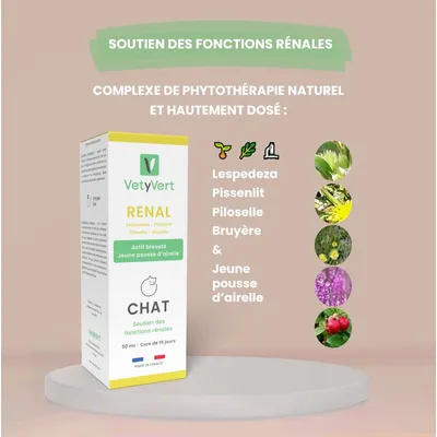VetyVert - Complément alimentaire vétérinaire - Rénal chat 50 mL