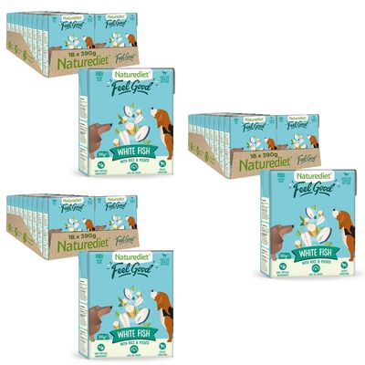 Nourriture humide pour chiens Naturediet Feel Good Poisson Blanc 18 x 390 g