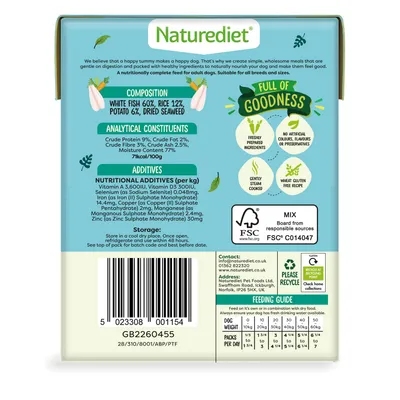 Nourriture humide pour chiens Naturediet Feel Good Poisson Blanc 390g