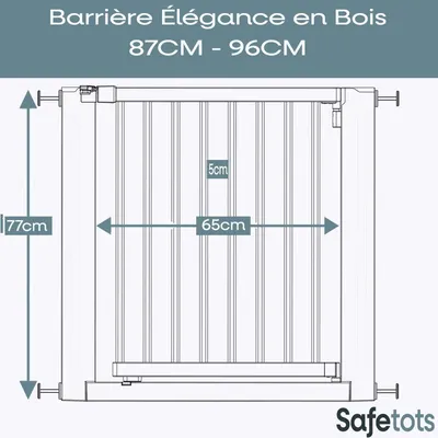 Safetots Barrière, bois blanc - ouverture 65cm réglable Safetots Barrière, bois blanc - ouverture 65cm réglable