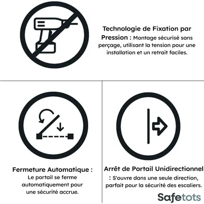 Safetots Barrière de Sécurité à Pression Étroit 68,5–75 cm Noir Mat