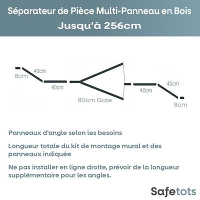 Safetots Barrière Multi-panneau En Bois Avec Porte 256 cm x 76 cm