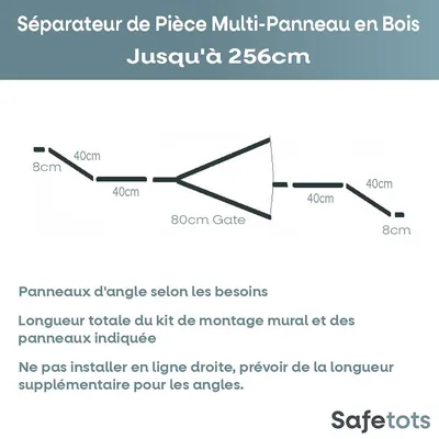 Safetots Barrière Multi-panneau En Bois Avec Porte 256 cm x 76 cm