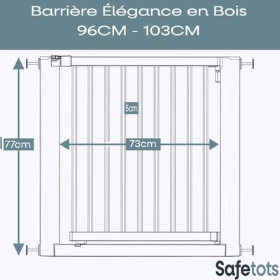 Safetots Barrière Élégante En Bois Naturel 95cm - 103cm