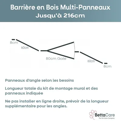 Bettacare Barrière en Bois Multi-panneaux 216cm x 76cm