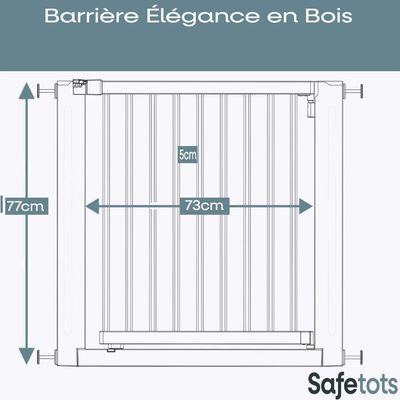 Safetots Barrière Bois Naturel 73cm extensible 145–153cm
