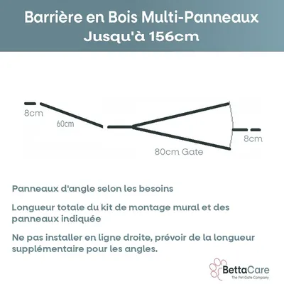 Bettacare Barrière En Bois Multi-panneaux 156cm x 76cm Bettacare Barrière En Bois Multi-panneaux 156cm x 76cm