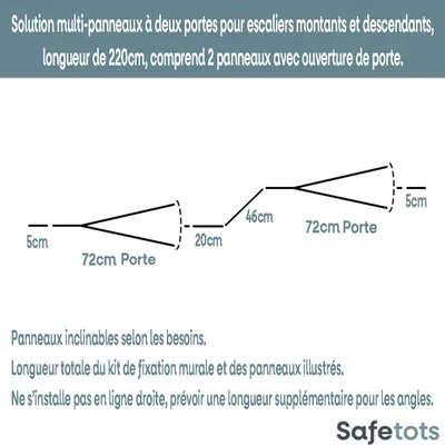 Safetots Barrière Multi-Panneaux 2 Portillons Noir 220 cm