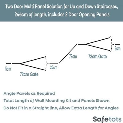 Safetots Barrière Escalier Multi-Panneaux 2 Portillons Noir 246 cm