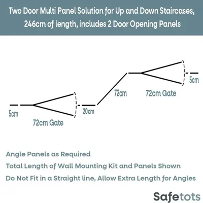 Safetots Barrière Escalier Multi-Panneaux 2 Portillons Noir 246 cm