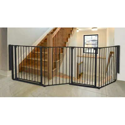 Safetots Barrière Escalier Multi-Panneaux 2 Portillons Noir 246 cm