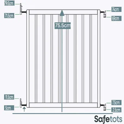 Safetots Barrière de Sécurité en Bois, 63,5 cm - 105,5 cm, Gris