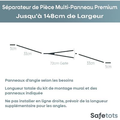 Safetots Séparateur Multi-panneau Jusqu'à 148cm, 70cm Haut, Gris