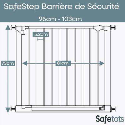 Safetots Barrière de Sécurité Barre de Seuil Extra Basse 81cm-103cm Blanc