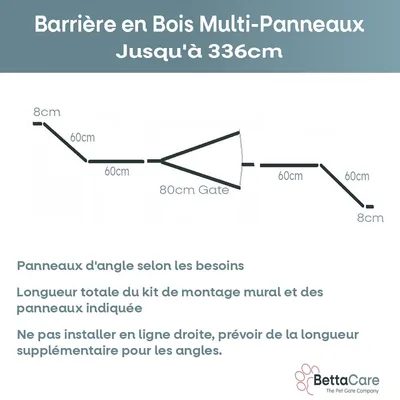 Bettacare Barrière En Bois Multi-panneaux 336cm x 76cm Bettacare Barrière En Bois Multi-panneaux 336cm x 76cm