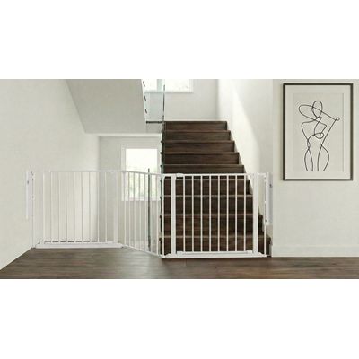 Safetots Barrière Escalier Multi-Panneaux 2 Portillons 187cm Blanc